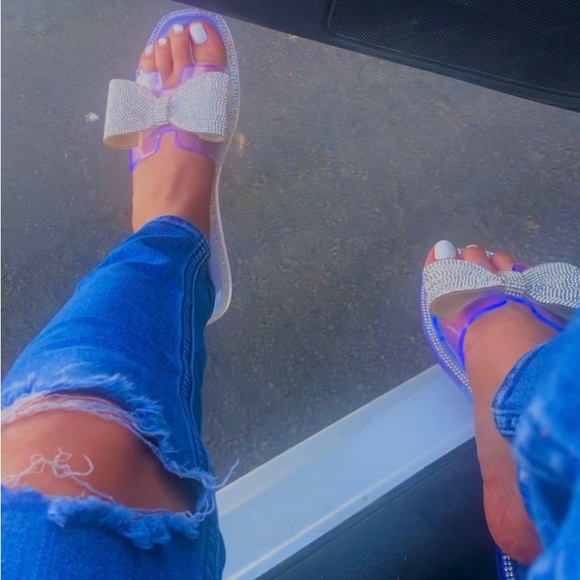 Clear jelly Embellished‎ bow slide sandals - Picture 4 of 4